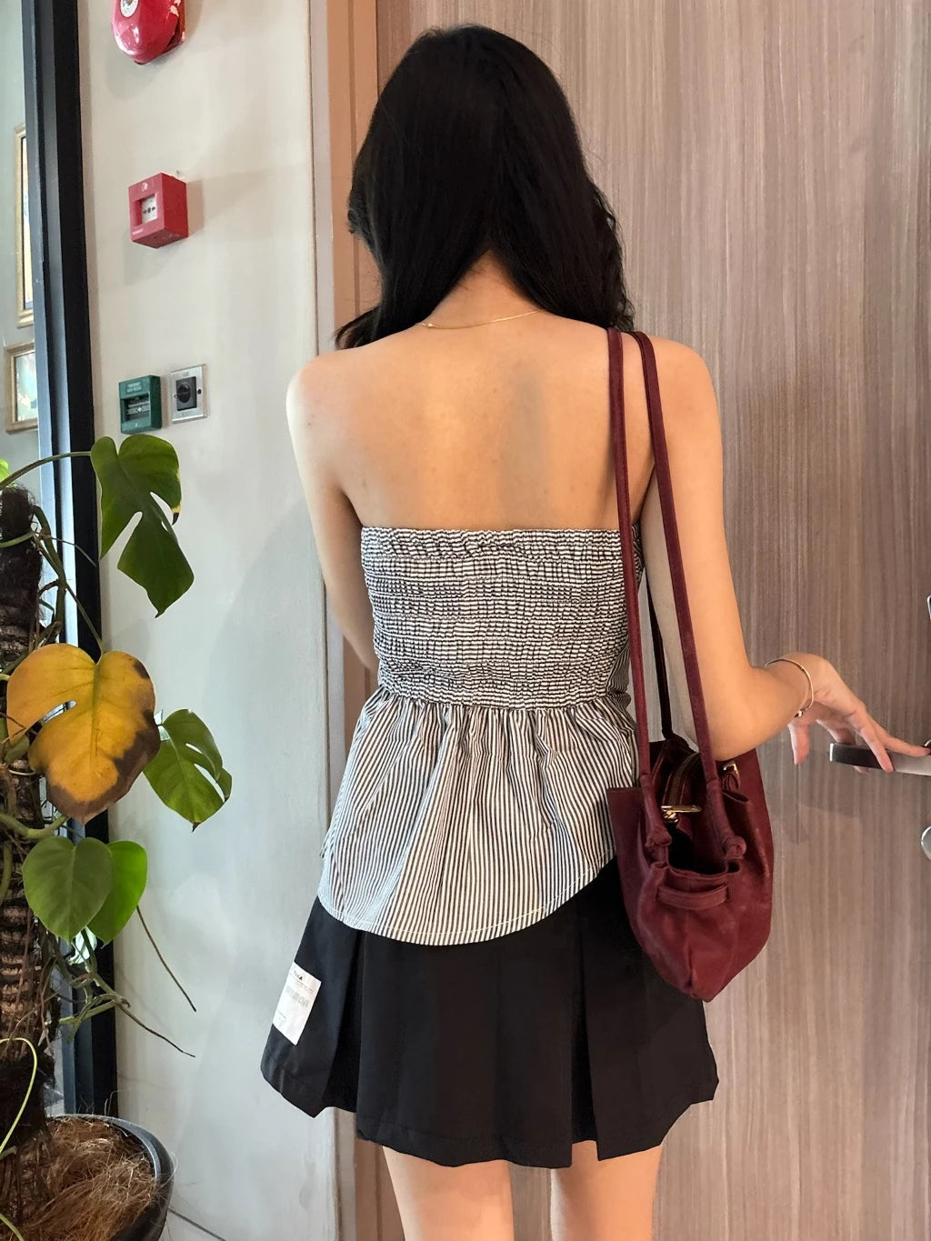 Lora Tube Top Stripe Atasan Salur Blouse Wanita Kemben Tank Tops Garis