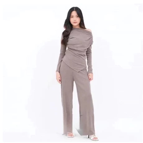 Terbaru RUBY ONE SET Lengan Panjang / Setelan Kulot Wanita Baju Muslim Bahan Knit