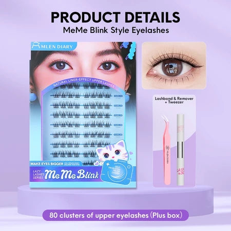 MLEN DIARY STARS Series Bulu Mata Palsu Keriting C Alami Individu yang Dapat Digunakan Kembali -Panjang 9-12 mm- Set Ekstensi