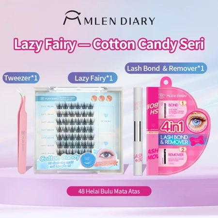 MLEN DIARY Bulu Mata Palsu Cotton Candy Seri Natural Simulasi Iblis Murni Liar Riasan Mata Bulu Mata Peri bulu mata eyelash extension