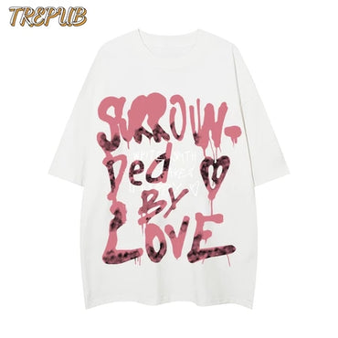 T-shirt Oversize Pink Ink Letters Baju Kaos Korean Style | Pria Wanita /149