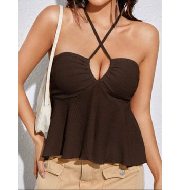 Babydoll Atasan Wanita Tanktop Wanita Sexy Rib Knit Premium