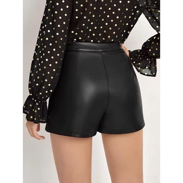 • CELENA KULIT PENDEK WANITA SHORT PANTS PU LEATHER HIGH WAIST