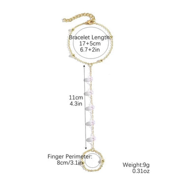 Gelang Jari Terhubung Bertingkat Tiga dengan Kristal dan Manik-Manik Desain Retro Modis Q624