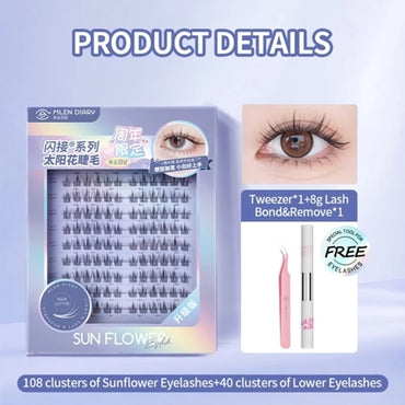 MLEN DIARY Blue Sunflower Eyelashes bulu mata palsu + lem