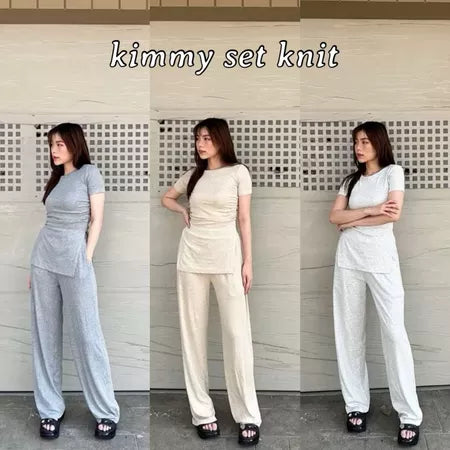 ONESET KIMMY KNIT RIB / SETELAN WANITA KOREAN STYLE / ONE SET BAJU MUSLIM RAJUT ATASAN BAWAHAN FASHION WANITA /