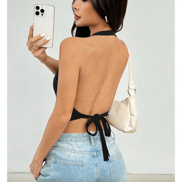 Helena top tanktop wanita backless scuba crop top atasan wanita