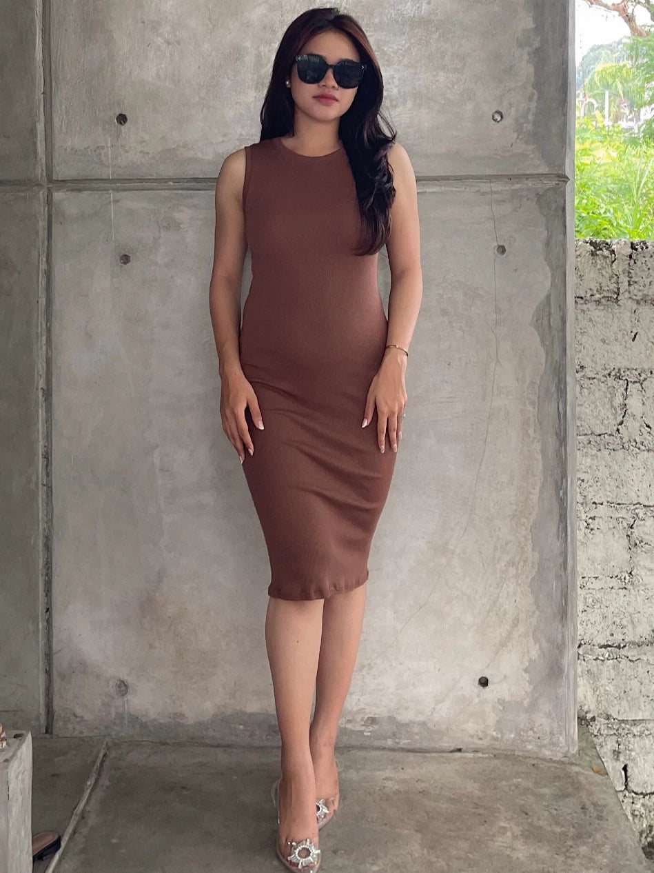 MIANABALI - VIA DRESS BODYCON | Bahan Rib | Bodycon Dress | dress polos