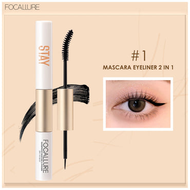 FOCALLURE 2 In 1 Waterproof Maskara & Eyeliner fiber eyelash primer
