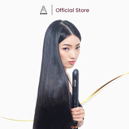 AIUEO Catokan Rambut Chia 8889 Catok Rambut 2 in 1 Hair Straightener and Curly Plat Keramik Untuk Rambut Kasar - Warna Hitam