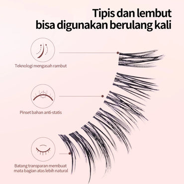 MLEN DIARY Bulu Mata Capacity 4 Pairs Contains Glue DIY bulu mata eyelash extension 1 paket Bulu Mata Palsu + lem Makeup Korea
