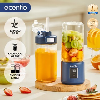 ecentio LED touchscreen juicer portable Dual Cup blender jus buah 500ml+500ml Kaca Gelas blender kapsul blender 12 mata pisau blender