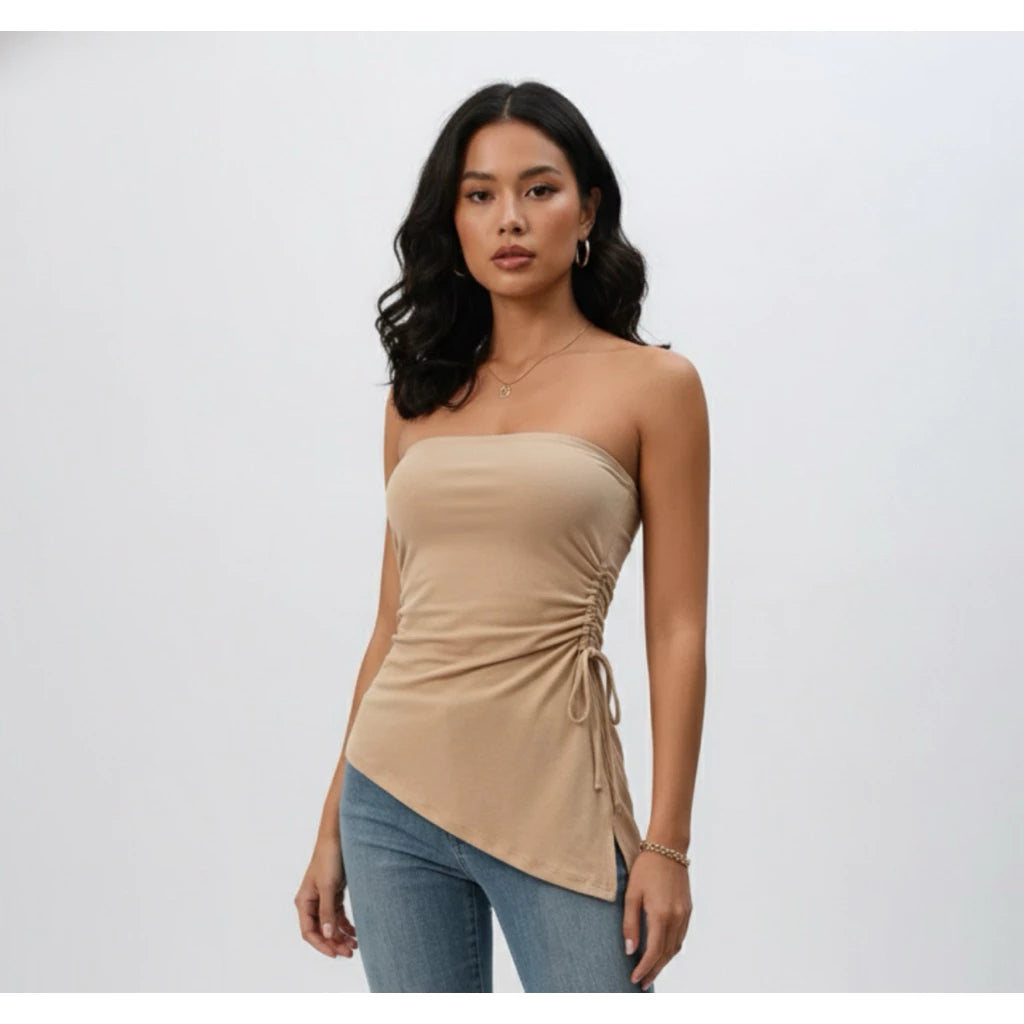 (Divesminis) Duma Top Tube Top Kemben Rib Knit