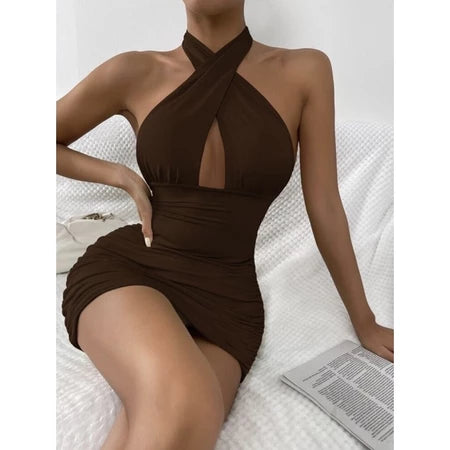(TIDAK MENERAWANG) Delio dress premium spandex Double layer bodycon dres mini wanita murah
