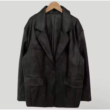 • Blazer Kulit Wanita Autumn American vintage Suit Short coat Women