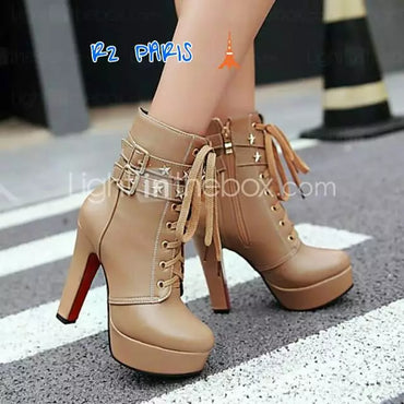Promo High Heels boots DAYNET hitam/putih /Tan /Murah