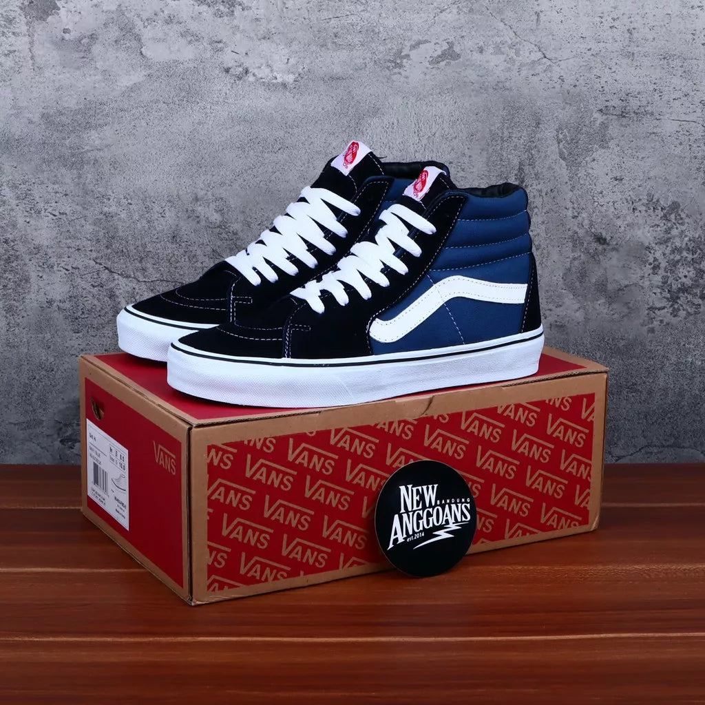 Sepatu Vans Sk8 Skate High Navy Blue White