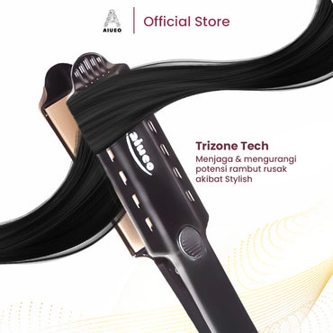 AIUEO Catokan Rambut Berli 8099 Catok Rambut Meluruskan Blow Keriting 3 in1 - Warna Hitam