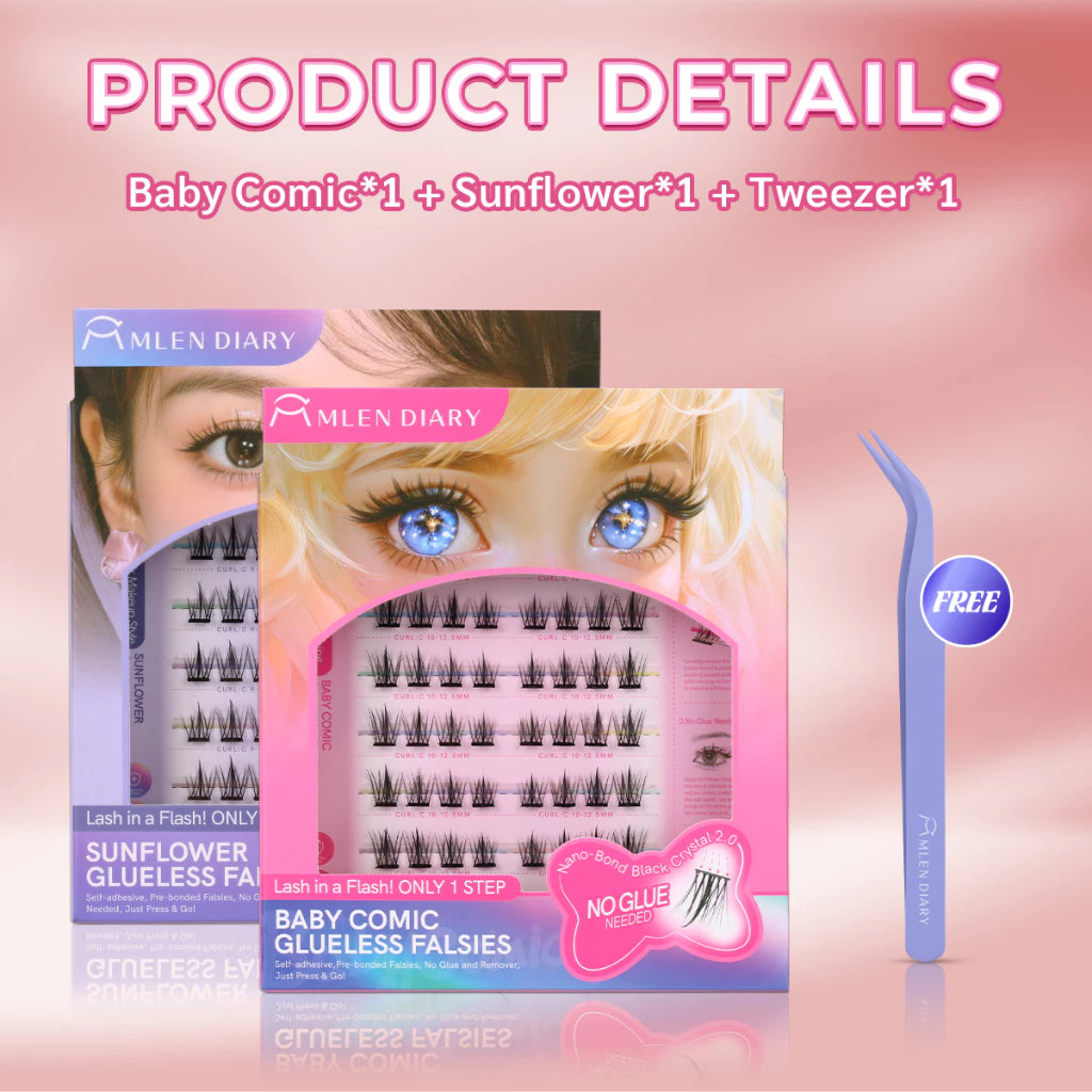 MLEN DIARY Baby Candy Bulu Mata Eyelash ExtensionTidak Perlu Lem Bulu Mata Bawah Natural 10-13mm Bulu Mata Eyelash Extension