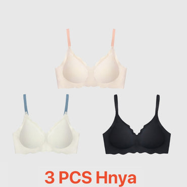 GRENEY-Gbras-Paket bra (3PCS) Bra Gelombang Gesper 2 Push Up Bra Wanita busa tipis Tanpa Kawat-89418