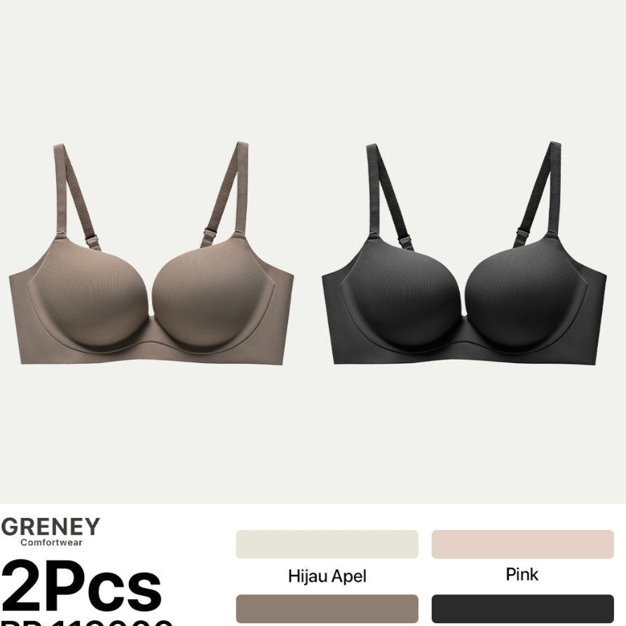 GRENEY-Gbras-Bra (2pcs) One Piece Warna Kombinasi Tanpa Kawat Warna Sport Push Up -89616