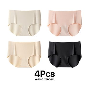 GRENEY-Gbras-Paket Celana Dalam (4PCS) CD Adem Seamless Celana Dalam Cotton Wanita Panties Sexy Warna Random-89634