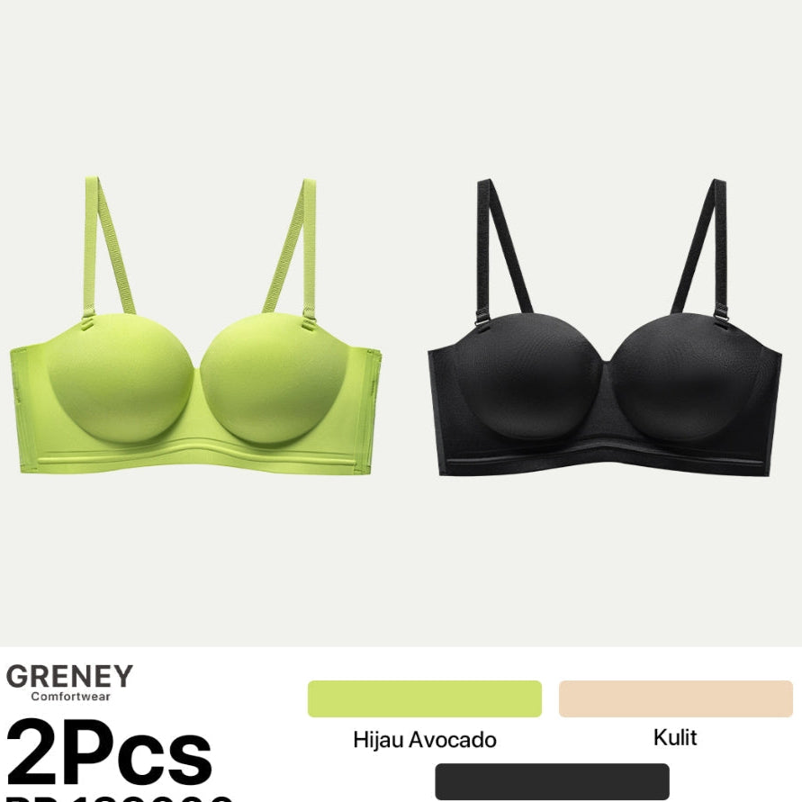 GRENEY-Gbras- Bra (2pcs) Multi Model Bergesper Tali Bisa Dilepas Pakaian Dalam Push Up Bra Wanita Sport Tanpa Kawat Busa 89659