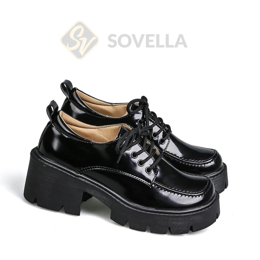 SOVELLA Thalia Sepatu Boots Kerja Wanita Hitam Putih