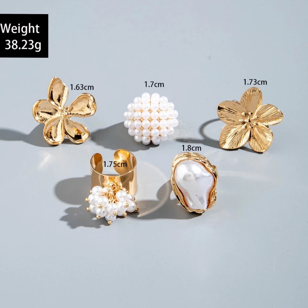 12pcs Cincin Fashion Terbuka Geometris Emas Sliver Set Cincin Gaya retro chic Tren Pribadi Wanita