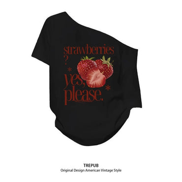 Sabrina T-shirt Oversize Red strawberries Baju Kaos Korean Style | Pria Wanita /379