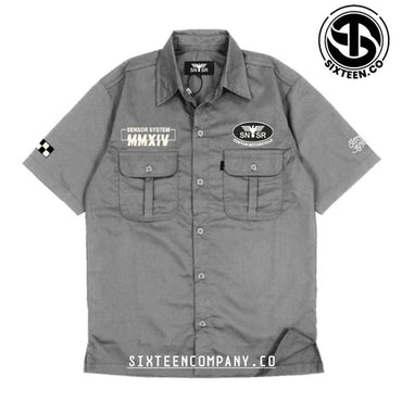 SIXPRO - Kemeja Pria Workshirt Sensor System Kemeja Casual Lengan Pendek Full Bordir Original