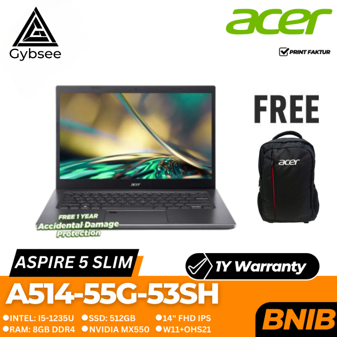 LAPTOP ACER ASPIRE A514-55G-53SH I5-1235U 8/512 MX550 W11+
