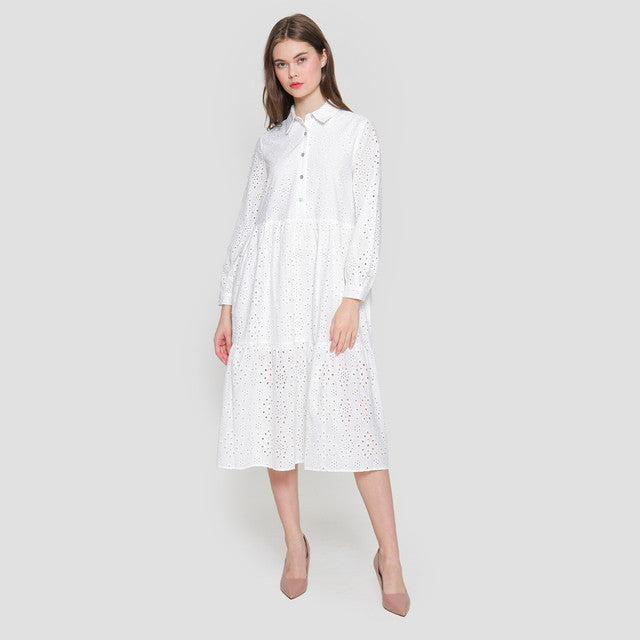 Connexion Cotton Eyeled Maxi Dress Wanita 121835560