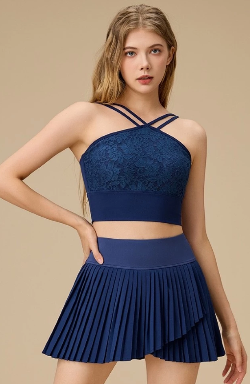 SET BRA AND SKORT WITH POCKET - HALTER SPORTBRA AND PREMIUM PADEL TENNIS SKORT GRACIE