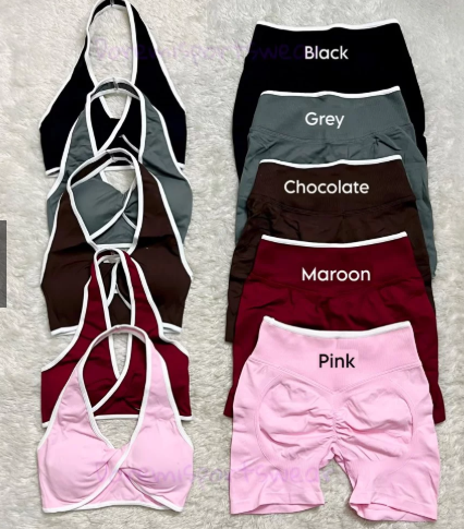SET OLAHRAGA WANITA SPORT BRA (Ada cup bra) + SHORT GYM FITNESS WORKOUT