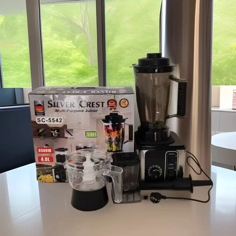 2025 New 2.5L 3-in-1 Stainless Steel Kitchen Appliances Commercial Mixer Smoothie Juicer Food Processor Silver Crest Household