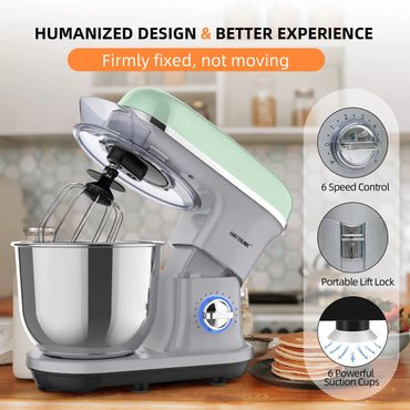 5L 1500W Electric Stand Mixer Kitchen Tilt-Head Cake Food Mixer with 6-Speed Durable Plastic Housing and Beater Ejector Button
