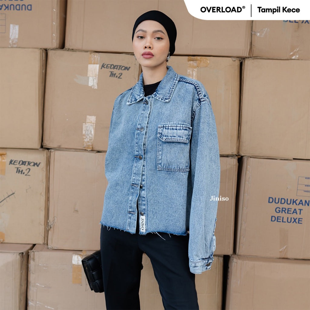 JINISO Jaket Jeans Oversize Seoul Blue Acid