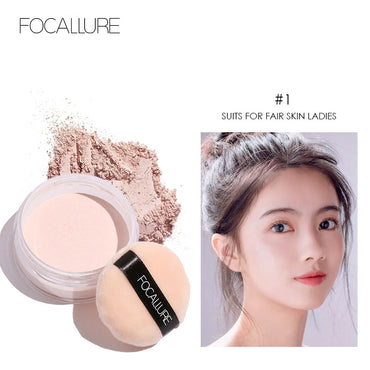 FOCALLURE Oil Control Loose Powder Natural Bedak Tabur- Hingga 12 Jam Make Up