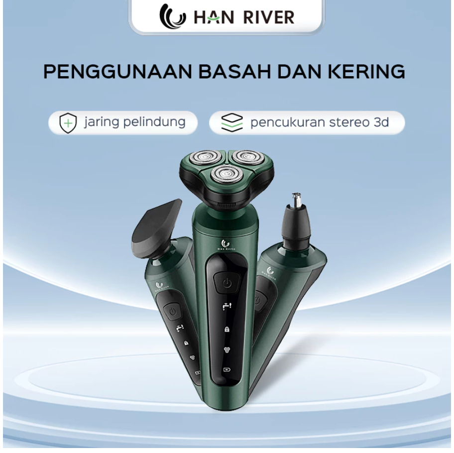 HAN RIVER Alat Cukur Isi Ulang Jenggot Elektrik Multifungsi 3 In 1