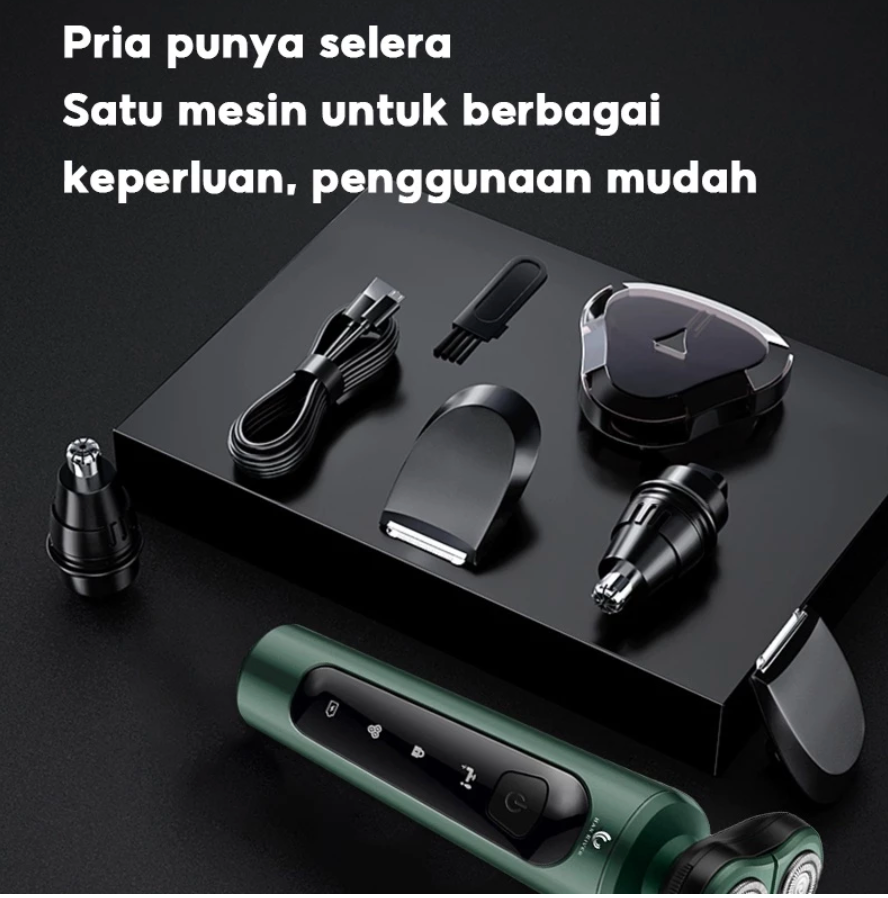 HAN RIVER Alat Cukur Isi Ulang Jenggot Elektrik Multifungsi 3 In 1
