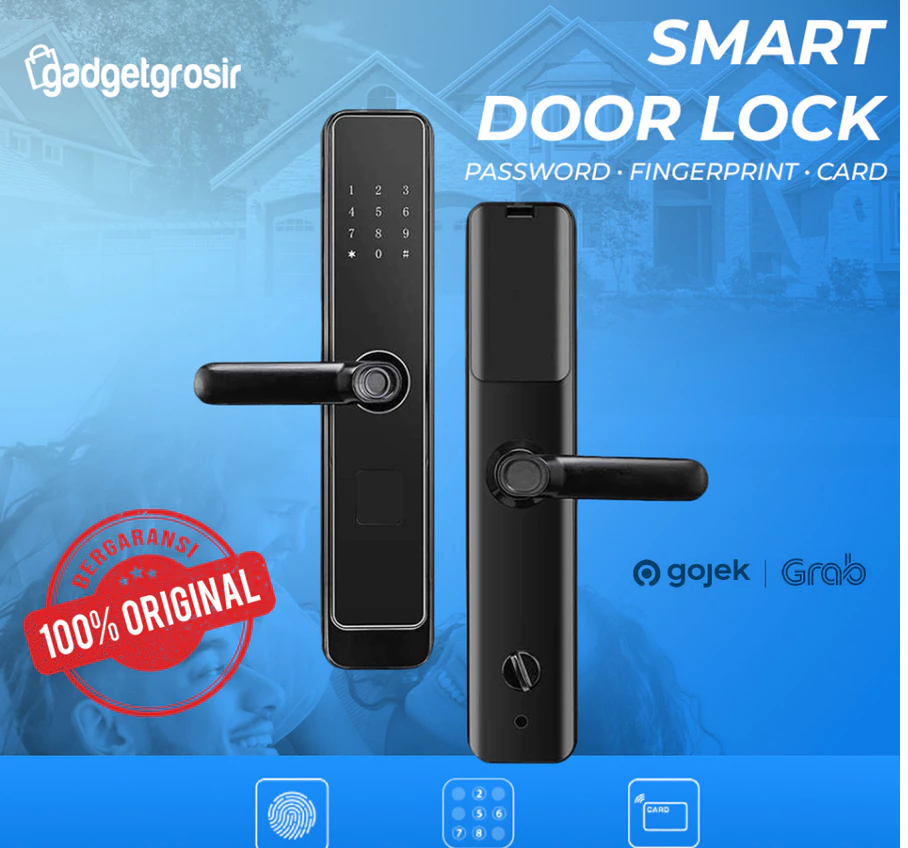 TaffGUARD Smart Door Lock Password Fingerprint Card Kunci Pintu Pintar Gagang Pintu Door Knob Pin Elektrik XR24 Original