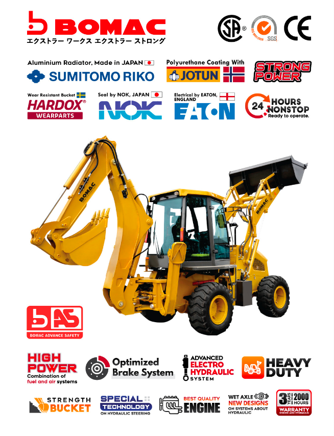 BOMAC Heavy Duty Backhoe Loader • Model : BBL30-25L