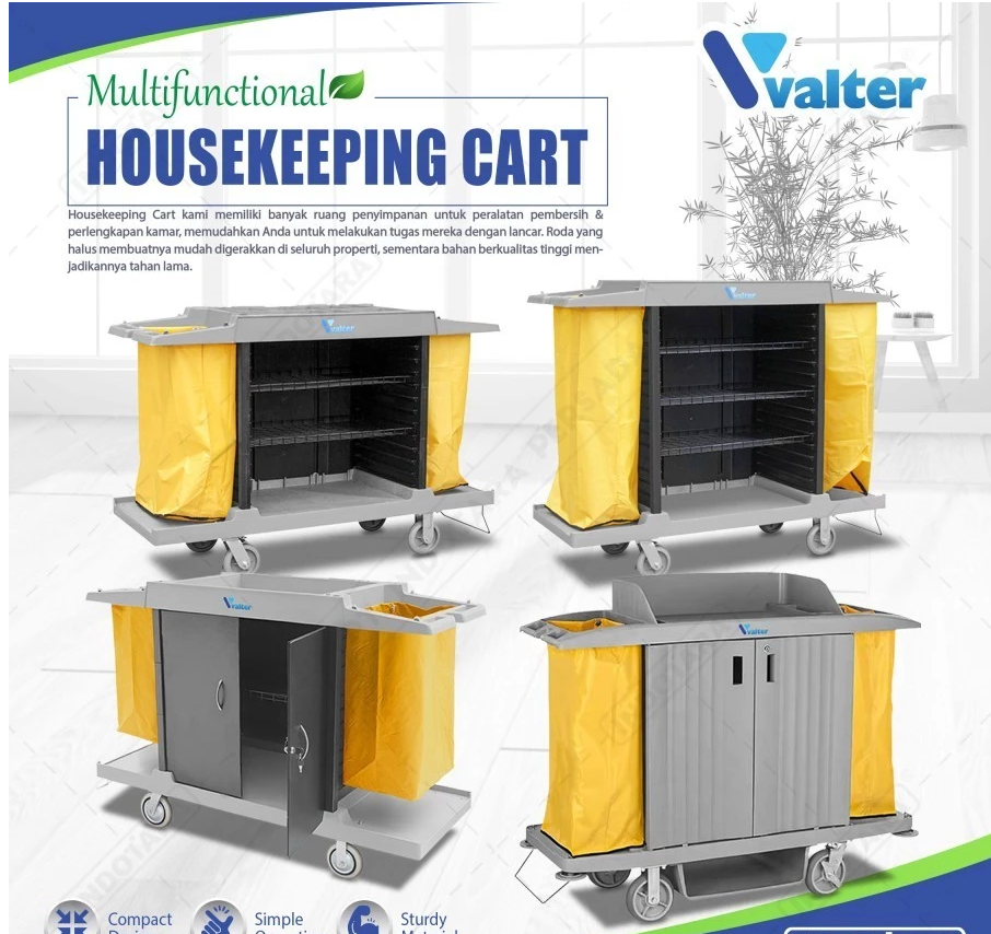 Trolley Service Cart House Keeping Troli Kebersihan Hotel Valter
