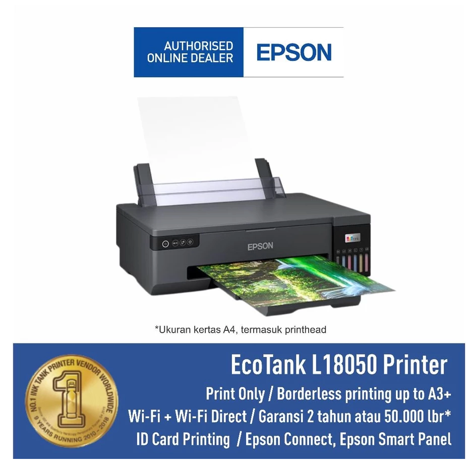 EPSON Printer L18050 L-18050 L 18050 Wifi Foto ID Card A3 / A3+ pengganti L1800 Ink Tank Wireless