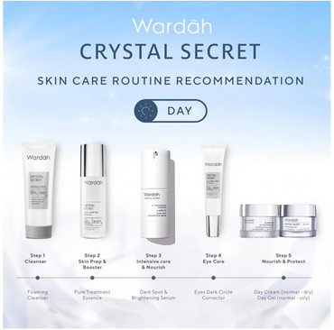Wardah Crystal Secret Essential Package (Cleanser 100 ml, Serum 20 ml, Day Cream 30 g) - Rangkaian Skincare Untuk Mencerahkan