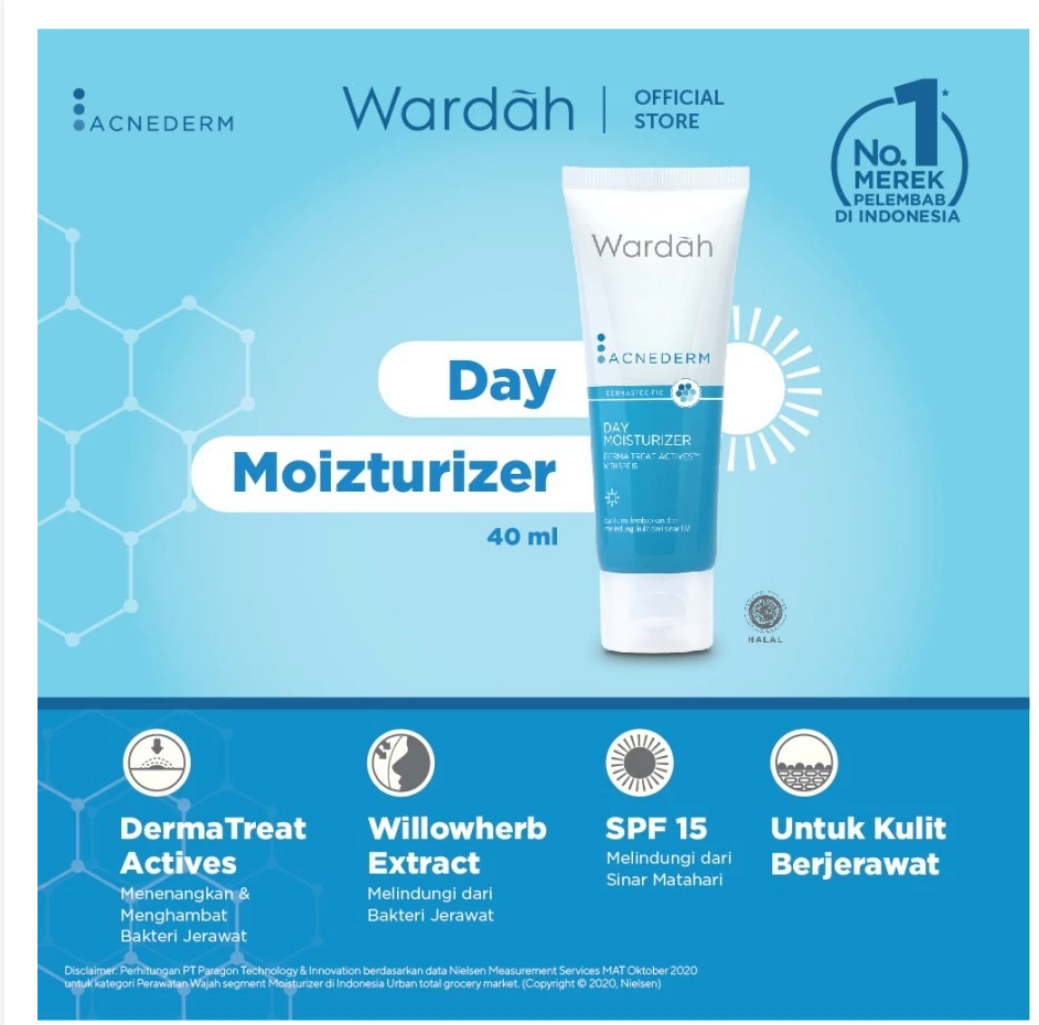 Wardah Acnederm Paket Lengkap Full Regime (Acne Spot Gel, Night Moisturizer, Toner, Day Moisturizer, Foaming Cleanser)