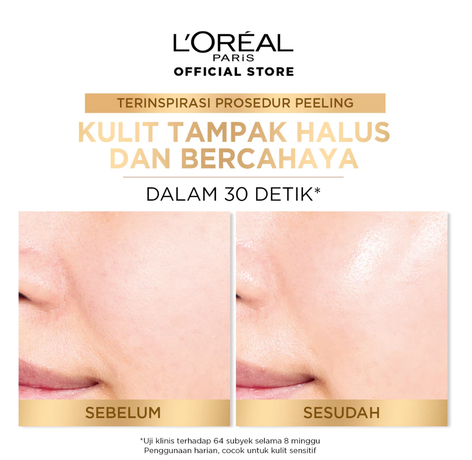 L'Oreal Paris Glycolic Bright Glowing Skincare Set Mencerahkan - Facial Foam 50 ml, Toner 65ml, Serum 15ml, Day & Night Cream 15ml