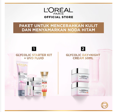 L'Oreal Paris Glycolic Bright Kit - Paket Mencerahkan Kulit dan Menyamarkan Noda Hitam