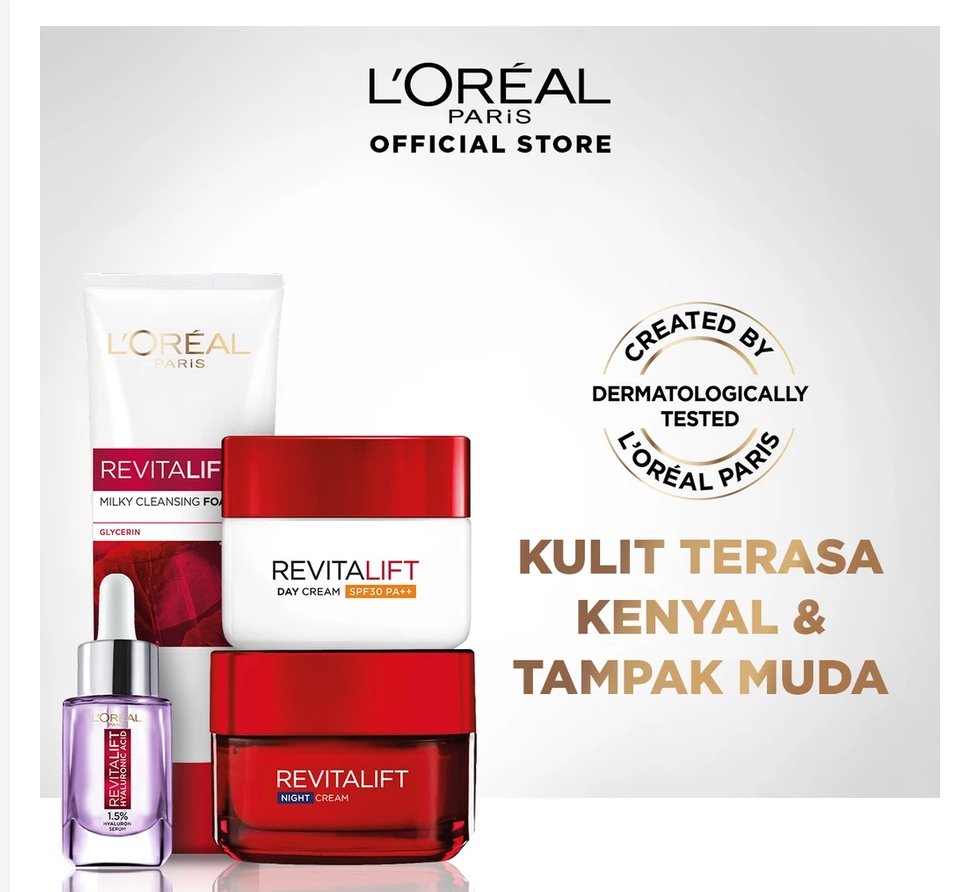 L'Oreal Paris Youthful Radiant Set – Facial Foam, Day & Night Cream and Serum Glowing